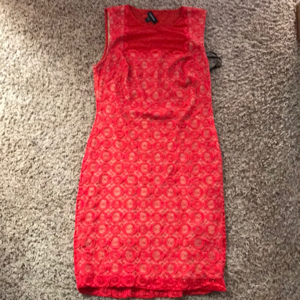 Sexy Red Hot Bebe Dress with sheer back